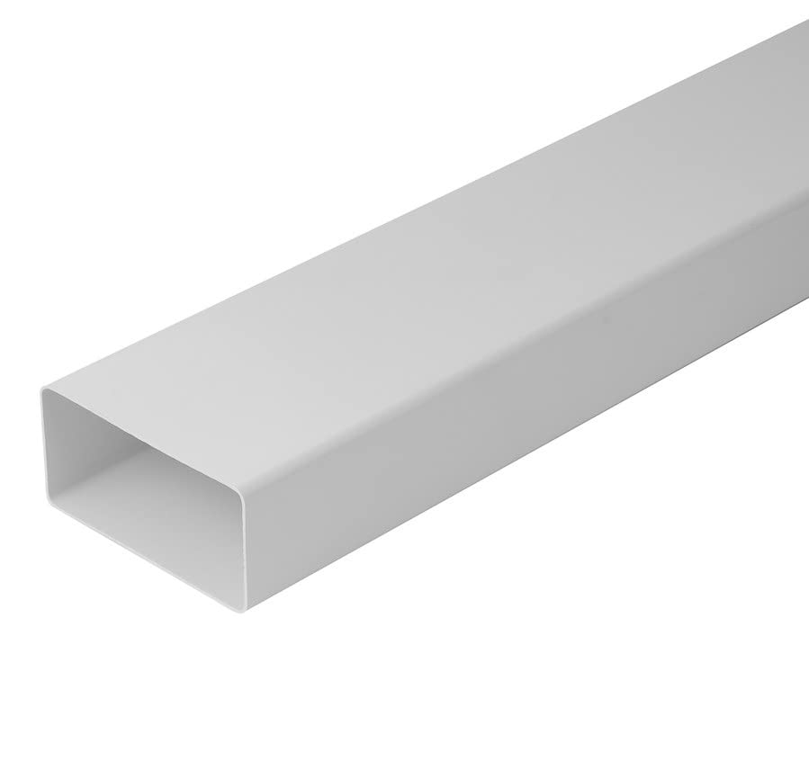Prostko White Rectangular Channel - 55mm x 110mm / 1m – Lightweight PVC Plastic Tube - Ventilation Flat Duct Pipe