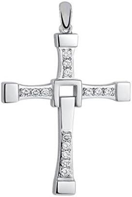 Fast and Furious Vin Diesels Trendy Silver Stainless Steel Cross Pendant with Box Chain Necklace