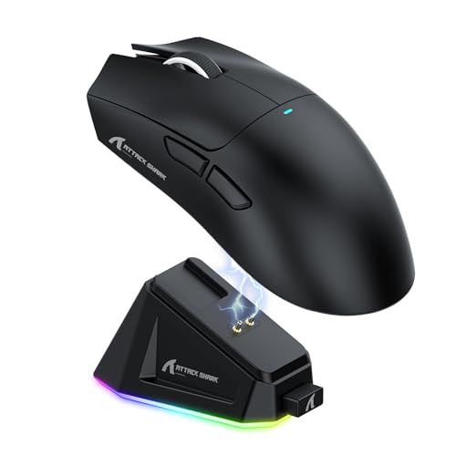 ATTACK SHARK X11 Gaming Mouse with Magnetic Charging Dock, PixArt PAW3311 Gaming Sensor, BT/2.4G Wireless/Wired Gaming Mouse, 22000 DPI, Office Mice Gamer Mice for Win11/Xbox/PS/Mac (Black)
