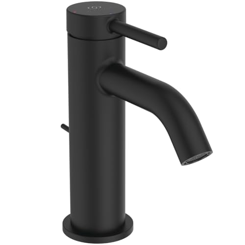 Ideal Standard - Ceraline, eengreepsmengkraan voor badkamer, wastafelarmatuur met FirmaFlow-patroon, BlueStart-systeem, Easyfix, zijdezwart