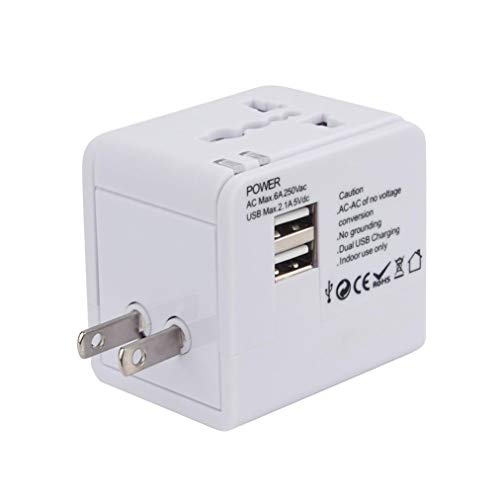Hot Sale! Travel Adapter,JDgoods World Universal All-in-One Travel Adapter With Dual USB Convertor Wall Plug Power For USA UK EU AUS (White-A)