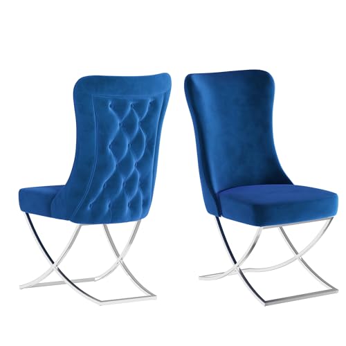 Ottomanson Royal Dining Chairs Set of 4 – Upholstered Tufted Microfiber, Assemb…