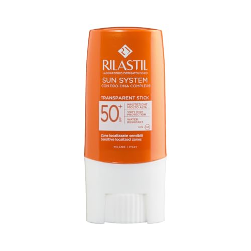 - Sun System Stick SPF 50+, Protección Solar Alta UVB UVA Zonas Sensibles, con PRO-DNA Complex, Transparente Resistente Agua - 8,5 g
