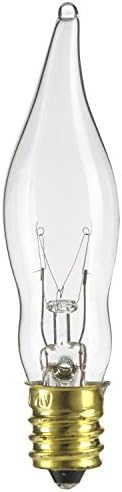 Pyramid Bulbs 58191 7 Watt Clear Petite Chandelier light bulbs Candelabra Base Replacement Lamps for Electric Candle Lamps and Electric Menorah Pack of 5 Bulbs