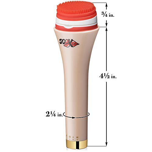 Facial Cleansing Sonic Brush by Super-Duper Kiss - 3 in 1 Kit - Exfoliating Silicone Brush Head for Deep Pore Cleansing - Sponge Brush Head for Light Makeup Removal - Sensitive Brush Head for Eye Area