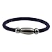 Navy Blue Silicone Rubber Bracelet Titanium Therapy Magnetic Clasp Small Unisex Size for Women Boy Girl Men