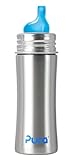 Pura Kiki Stainless Sippy Bottle Stainless Steel with XL Sipper Spout, 11 Ounce, Natural, 6 Months+