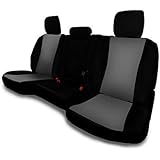 CarsCover Custom Fit 2014-2019 Toyota Tundra Pickup Truck Neoprene Car Rear 60/40 Seat Covers with Armrest Gray & Black Sides