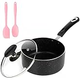RATWIA 2 Quart Saucepan with Lid,Ultra Nonstick Sauce Pan 2Qt Small Pot with Glass Lid,Great for Home Kitchen Restaurant,Black