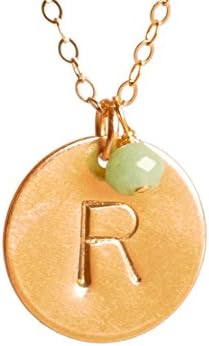 Initial Necklace + Birth Month Charm, Large Gold Filled Custom 15.9 Mm Personalized Disc Jewelry