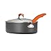 Rachael Ray Hard-Anodized Nonstick 3-Quart Covered Oval Sauté, Gray with Orange Handle