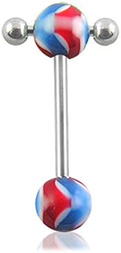 14Gx9/16 (1.6x14MM) 316L Surgical Steel Straight Barbell with 6/6MM UV Propeller Ball and Small Barbell with Ball Tongue Piercing Rings