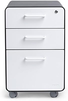 Amazon Com Poppin Charcoal White Stow 3 Drawer Mobile File Cabinet Available In 10 Colors Letter Legal Locking Kitchen Dining