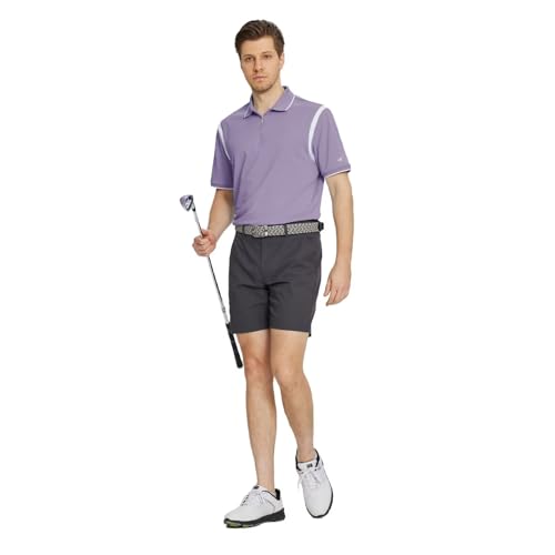 ROUEN POLO SHIRTS FOR MEN SHORT SLEEVE CASUAL COLLARED MOISTURE WICKING PIQUE SOLID GOLF SHIRTS FOR MEN DRY FIT LAVENDER