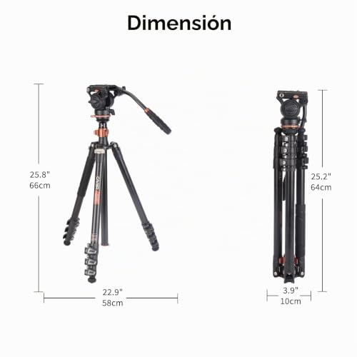 Cayer AF2451 Video Tripod, Aluminum Alloy Video Camera Tripod 74 Inch for Canon Nikon Sony Olympus Panasonic Digital SLR Camera