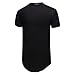 Aiyino Men's Hipster Hip Hop Ripped Round Hemline T Shirt with Side Zipper L Black