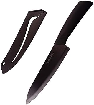 Ceramic Chef Knife Effortlessly Cutting Vegetables Fruits Meat No Sharpening Required Professional Kitchen Knives with Non-Slip Handle 7-Inch , Black