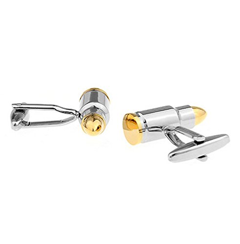 007 Theme Cufflinks Silvertone/Enamel Cufflinks 3pcs/set,Gun and Bullet - Thumbnail 2