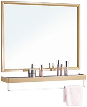 Bathroom decorative mirror, storage shelf gold silver stainless steel mirror wall mount mirror (Color : Gold, Size : 40 * 60CM)