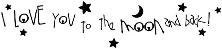 American Crafters Vinyl Decal Home Wall Sign - I Love You to The Moon and Back -Large Size 8 x 34 Black matt Vinyl Art for Your Nursery Wall/Gift. Easy Install Removable no Damage to Your Walls