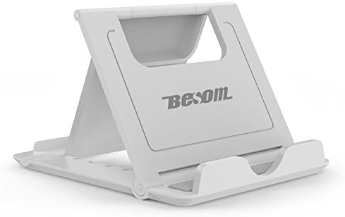 Besom Stand, Cell Phone Stand, Tablet Stand, Universal Foldable Multi-angle Desktop Holder for Smartphone. (White)