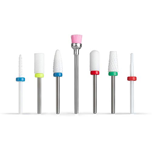 Ceramic Nail Drill Bits Professional Nails File Bit Set 7pcs 3/32 inch for Acrylic Gel Nails Cuticle Manicure Pedicure - Thumbnail 6