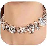 wekicici Irregular Crystal Choker Necklace Rhinestone Chokers Adjustable Necklaces Chain Fashion Wedding Statement Bridal Necklace Luxury Accessories for Women