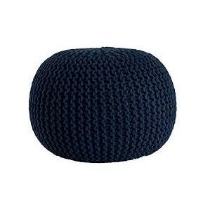 Indigo/Navy : Urban Shop Round Knit Pouf, Indigo/Navy