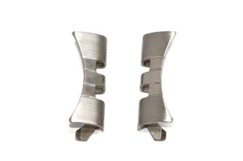 18MM SILVER STAINLESS STEEL CURVED WATCH BAND LINK ENDS FITS JUBILEE - 2PC