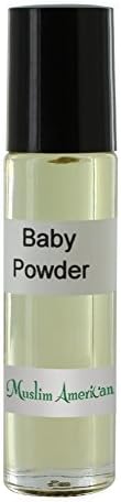 Uncut Alcohol Free 100% Pure Body Oil Baby Powder Fragrance 1/3 oz bottle with Roll on by Muslim American