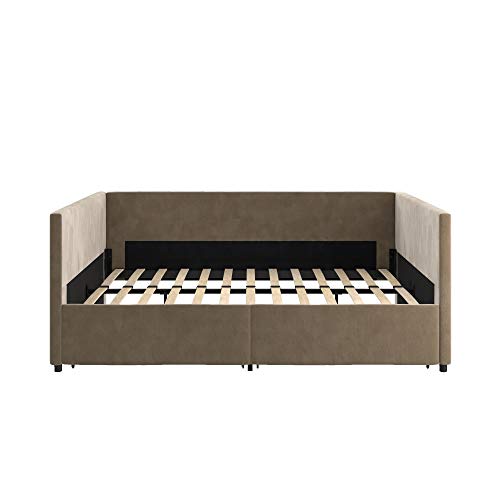 DHP Daybed with Storage Drawers, Full, Tan Velvet Bed Pricepulse