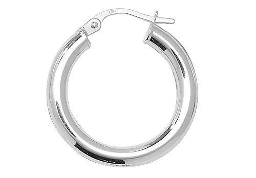 925 Sterling Silver Ladies Hoop Earrings - 15mm WJS1904@723MM15