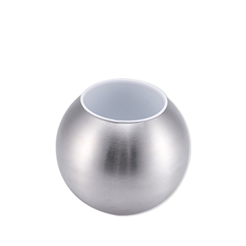 Stainless Steel Spherical Toilet Brush with Bowl Holder Base, Matte Finished, for Bathroom & Washroom Storage