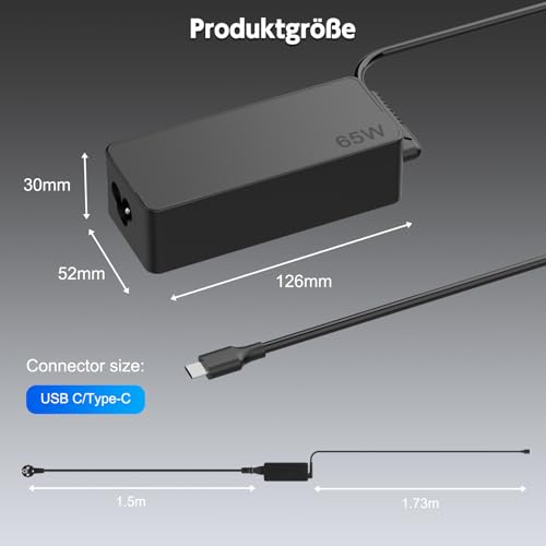 BIUBOTY 65W Portable USB C Charger Compatible with Lenovo Thinkpad 300e 2nd Gen 100e C340 Yoga 720 S730 730 910 920-13ikb C740 X1 Carbon T480 T480s T580 Computer Power Adapter Computer Type-C