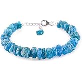 InfinityGemsArt Raw Neon Apatite Bracelets Jewelry For Women Natural Stone Handmade Birthstone Bracelet, 925 Sterling Silver Chain 8 inch Gifts For Women