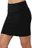 TheMogan Junior's Stretch Cotton Double Layered Tube Mini Skirt Black M