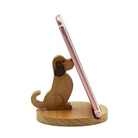 Amamcy Cute Dog Cell Phone Holder Stand, Wooden Smartphone Desk Holder for iPhone Xs/Max/XR/X/8/7 Plus/Google Pixel/Samsung Galaxy Note