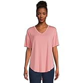 Time and Tru Women's V-Neck High Low Pullover Tunic T-Shirt,(Mauve Glow-L)
