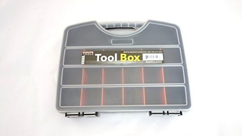 Tool Sorting Organizer - Up to 20 Adjustable Storage Compartments - Easy to Remove Dividers To Change Storage Sizes - Build in Handle for Convenient Mobility - Transparent Lid - By Qornerstone