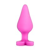 Play with Me - Naughty Candy Heart - Be Mine - Smooth Satin Finish Heart Shaped Bottom Anal Butt Plug - Platinum Silicone - Sex Toy for Men and Women (Pink)