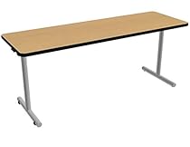Nomad by Palmer Hamilton ATTGOF292472-FMMSEG Folding Leg Standard Weight Aero GO T-Base Table with Built in Casters, Metallic Silver Frame, Black Edge Guard, 72