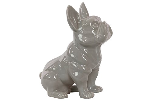 Urban Trends Ceramic Sitting French Bulldog Figurine with Pricked Ears Gloss Finish Gray, Gray