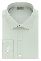 Kenneth Cole Reaction Men's Technicole Slim Fit Solid Spread Collar Dress Shirt, Silver Sage, 14.5