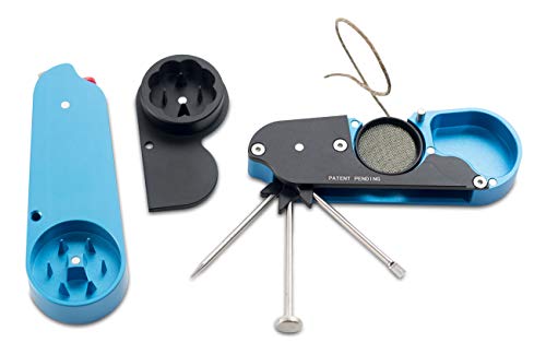 The Omni 8-in-1 Deluxe Smoking Accessory: Durable Herb and Spice Grinder Multi-Tool and Lighter Case (Neon Blue) - Thumbnail 6