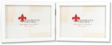 Lawrence Frames Hinged Double (Horizontal) White Wood Picture Frame, Gallery Collection, 5 by 7-Inch