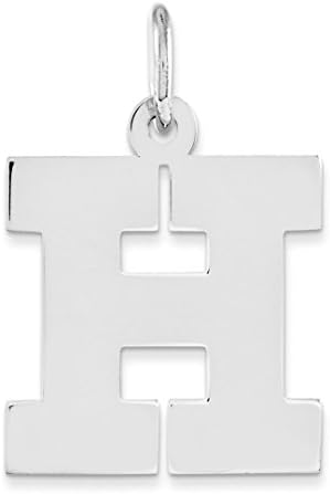 925 Sterling Silver Medium Block Initial Monogram Name Letter H Pendant Charm Necklace Fine Jewelry For Women Gifts For Her