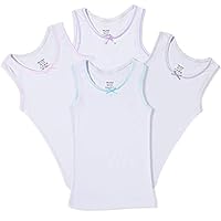 Buyless Fashion Girls Cami Undershirts Cotton Tank Trim and Strap (4 Pack) - TW14-GW-3-4 White