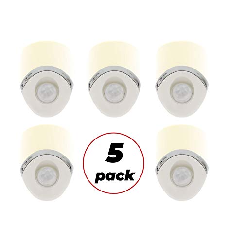 Amerelle Motion Sensor Night Light, 5 Pack - Plug In Motion Sensor Light Automatically Activated When Movement is Detected - LED Lights, Saves Energy, Wide Detection Zone - White Finish, 73092CC
