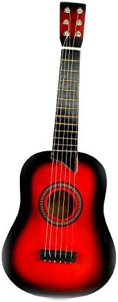 V. Toys Classic Acoustic Beginners Childrens Kids 6 Stringed Toy Guitar Musical Instrument w/ Pick, Extra String (Red) by Toy Guitars