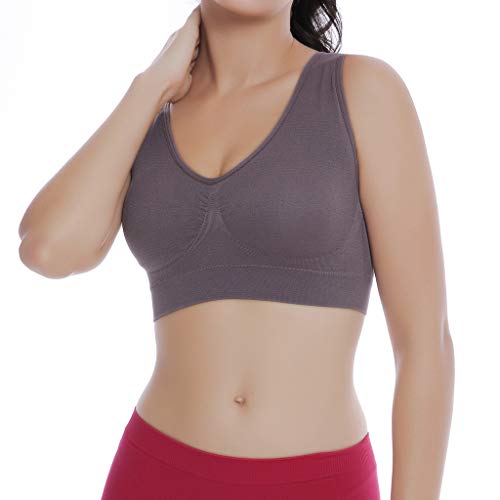 YEZIJIN Women Pure Color Plus Size Ultra-Thin Large Bra Sports Bra Full Bra Cup Tops Blouses for Women Fashion 2019 Khaki